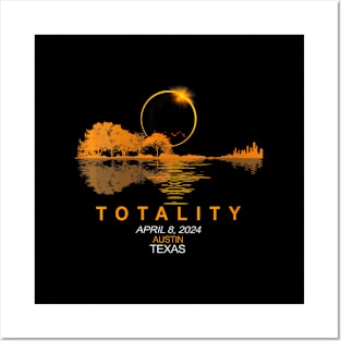 Wos Austin Texas Total Solar Eclipse 2024 Guitar Posters and Art